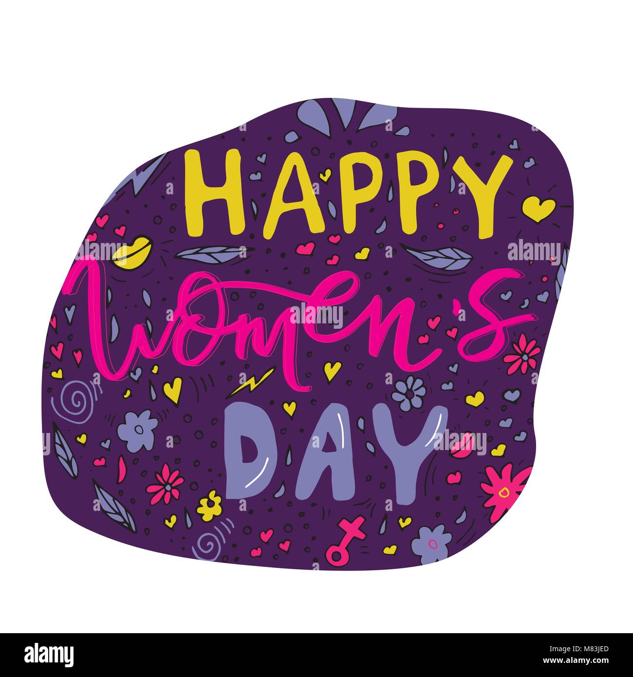 Belle conception de cartes pour happy women's day celebration. Carte postale pour femme, mère, fille, dame de fleurs et d'accessoires féminins. Vecteur. Illustration de Vecteur