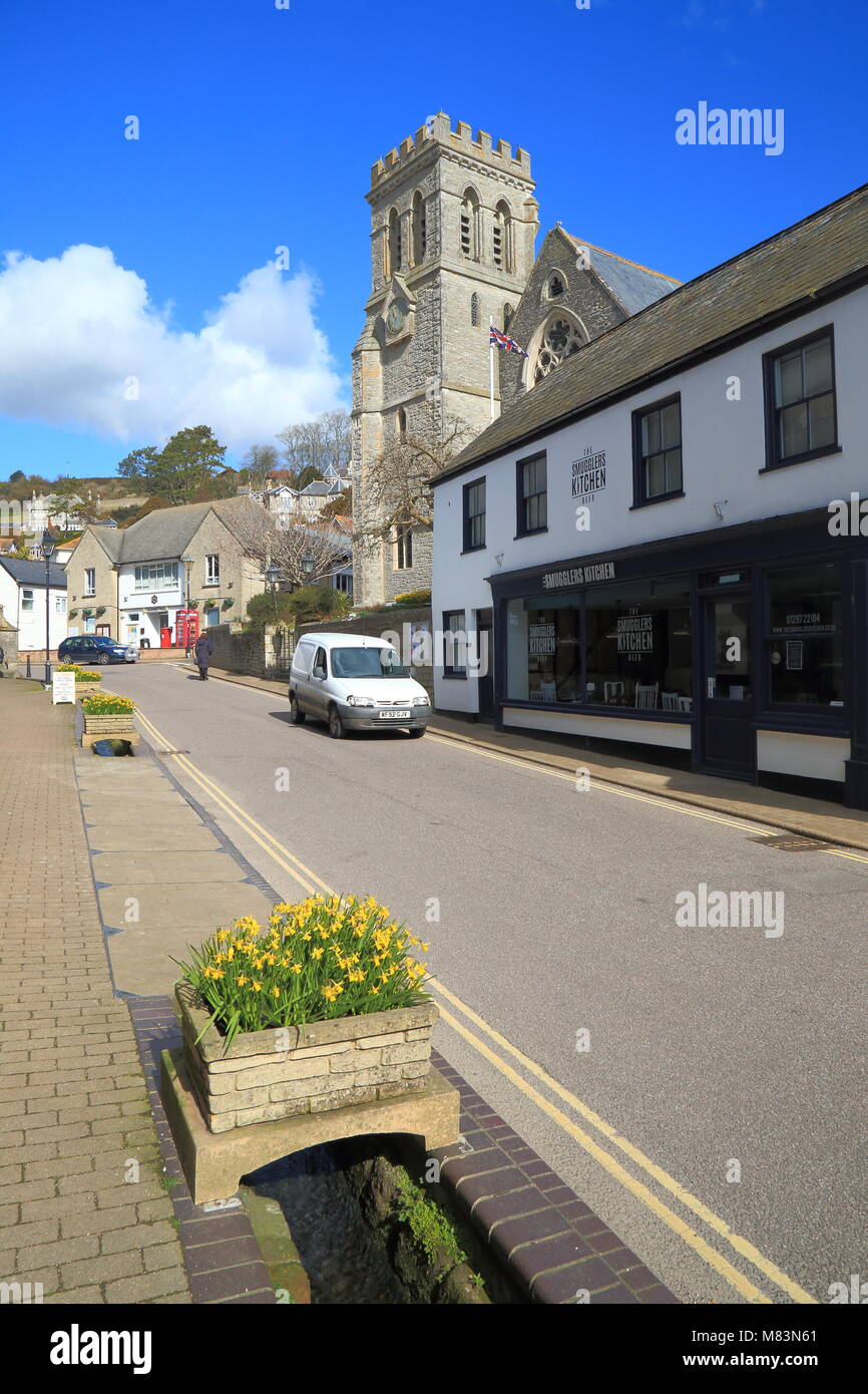 Joli village côtier de la bière dans l'est du Devon Banque D'Images