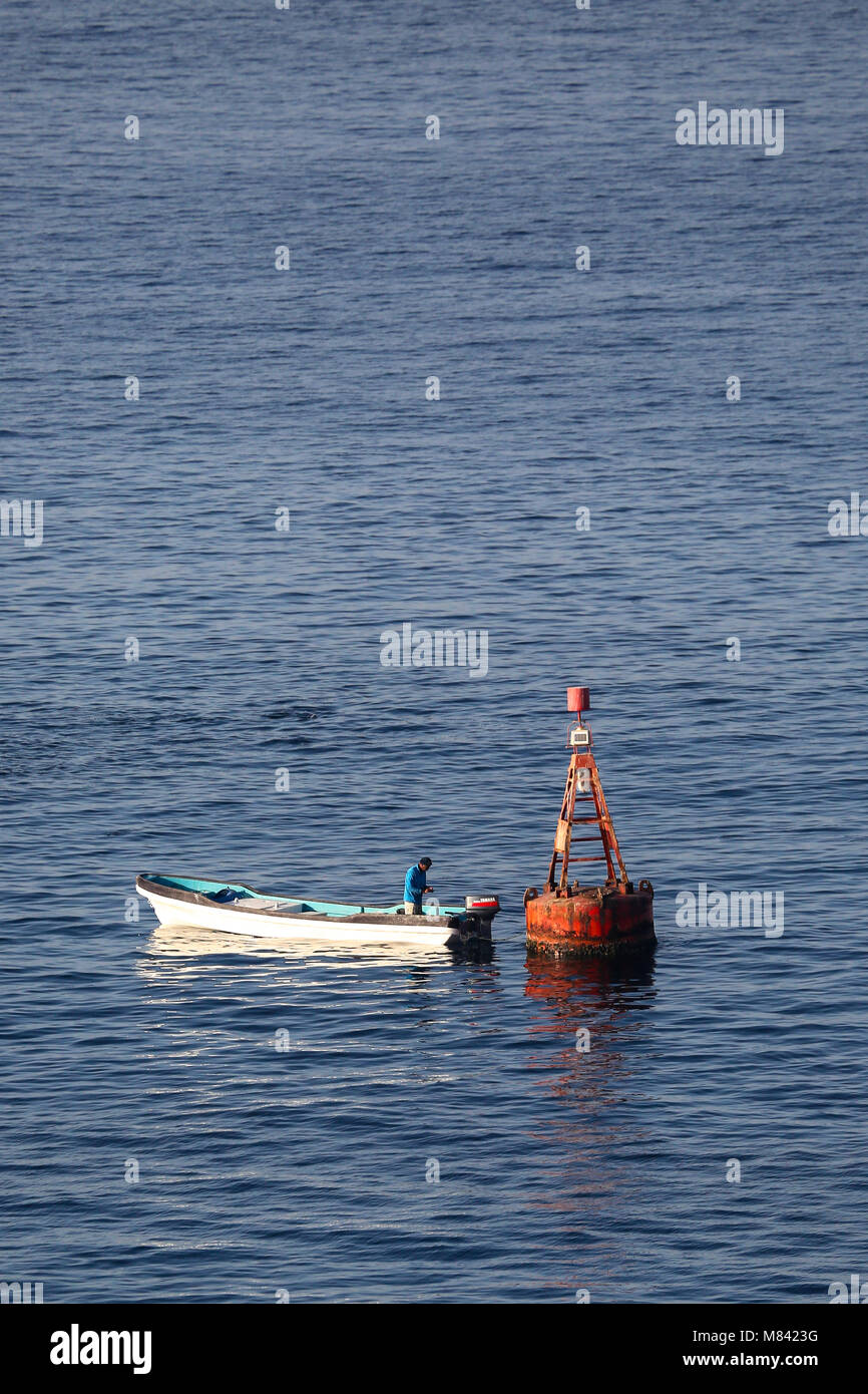 Entrée du port pêcheur à bouée. Port de Salalah Oman. Banque D'Images