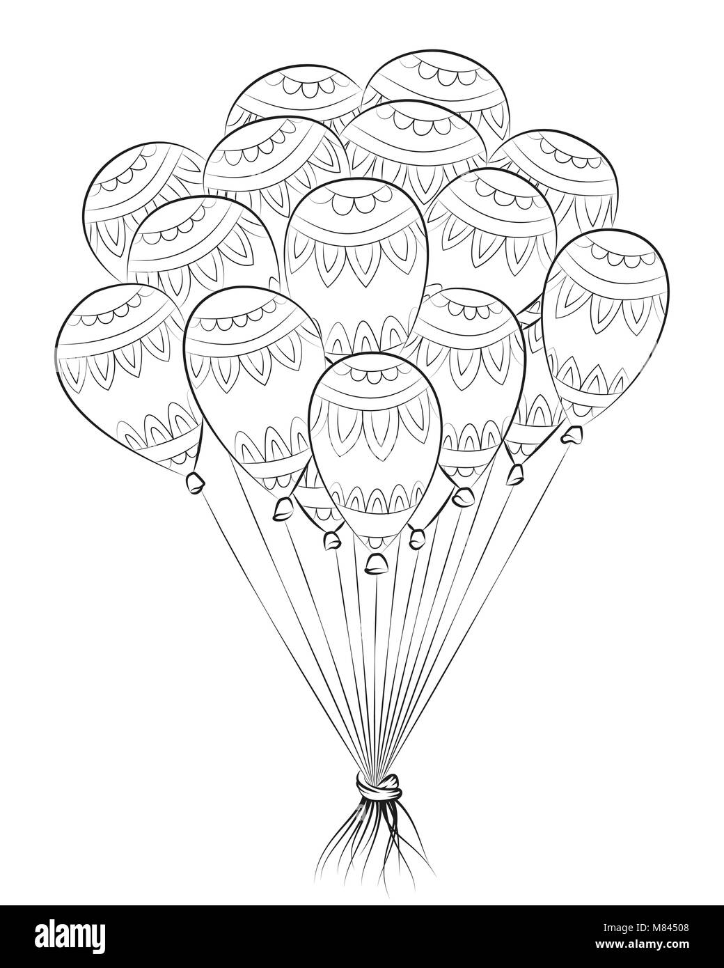 Tangle Zen Ballon Joyeux Anniversaire Zentangle Illustration Vectorielle Livre De Coloriage Pour Adulte Avec Des Boules D Air Image Vectorielle Stock Alamy