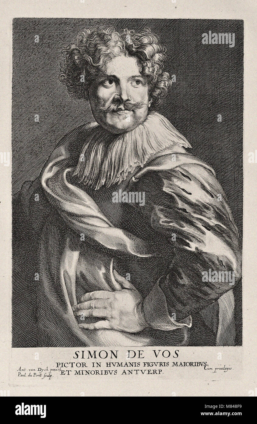 Gravure portrait de Simon de Vos, après Anthony Van Dyck Banque D'Images