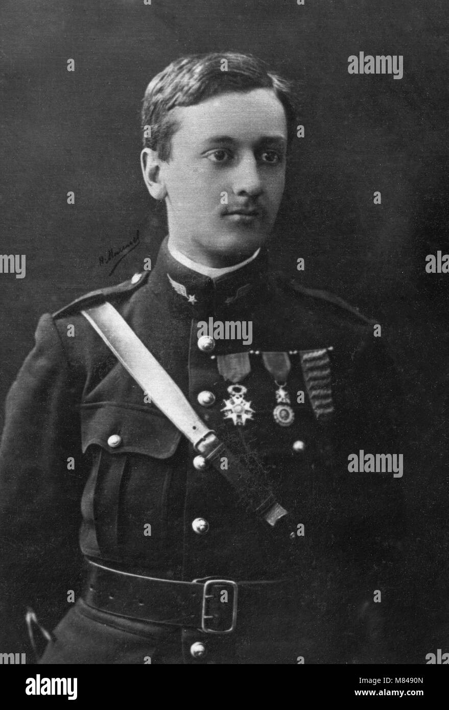 Portrait de l'aviateur Georges Guynemer ( 1894 - 1917 ) - photographie par Henri Manuel ( 1874 - 1947 ) Banque D'Images