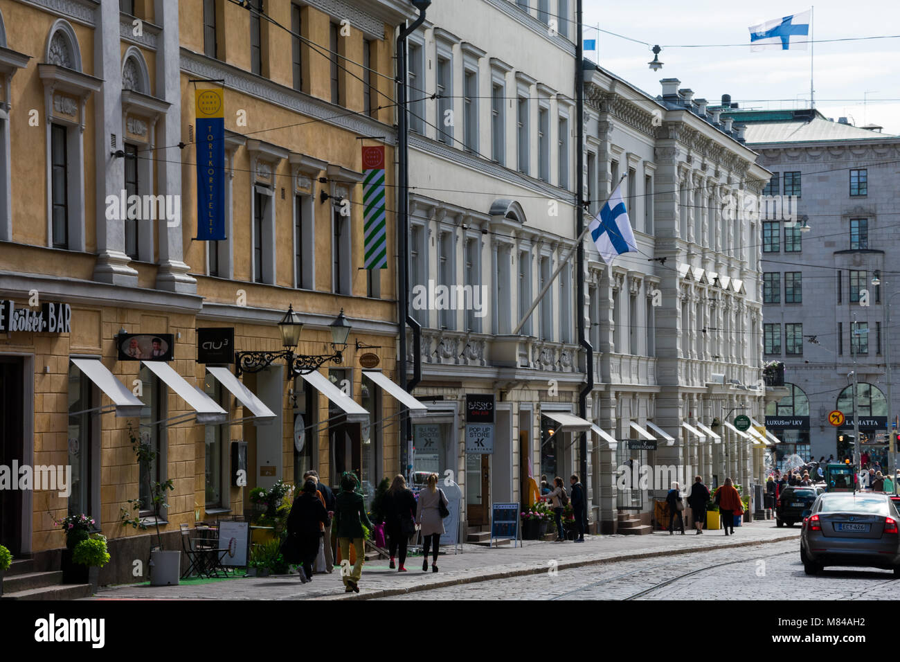 Helsinki, Finlande. 26 août, 2017. Vue d'Helsinki street sur une journée ensoleillée Banque D'Images