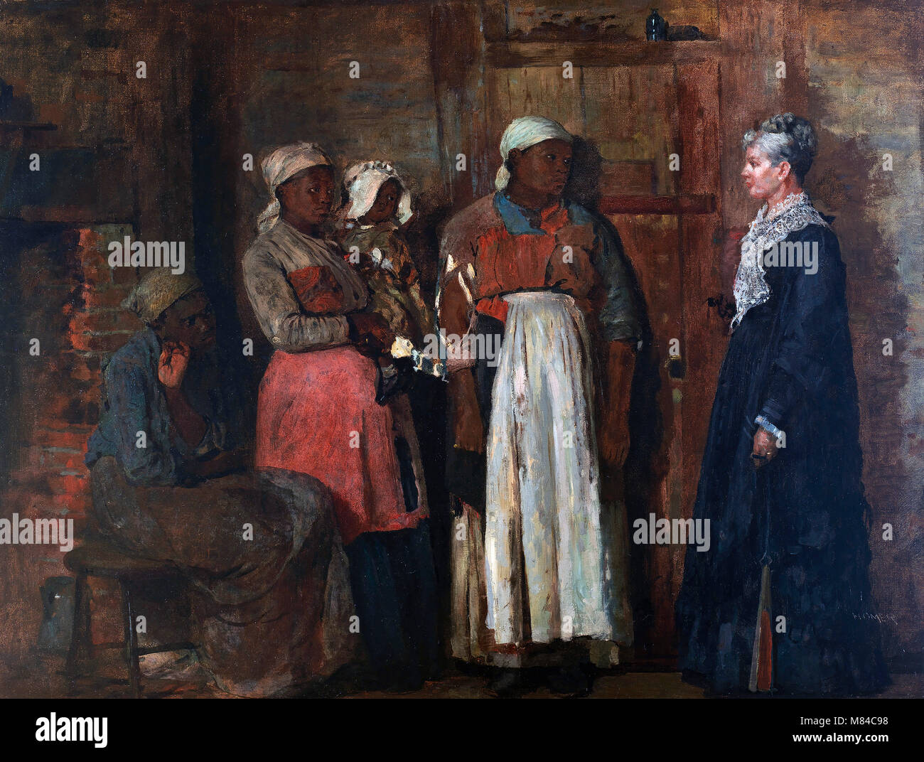 Une visite de la vieille maîtresse par Winslow Homer (1836-1910), huile sur toile, 1876 Banque D'Images