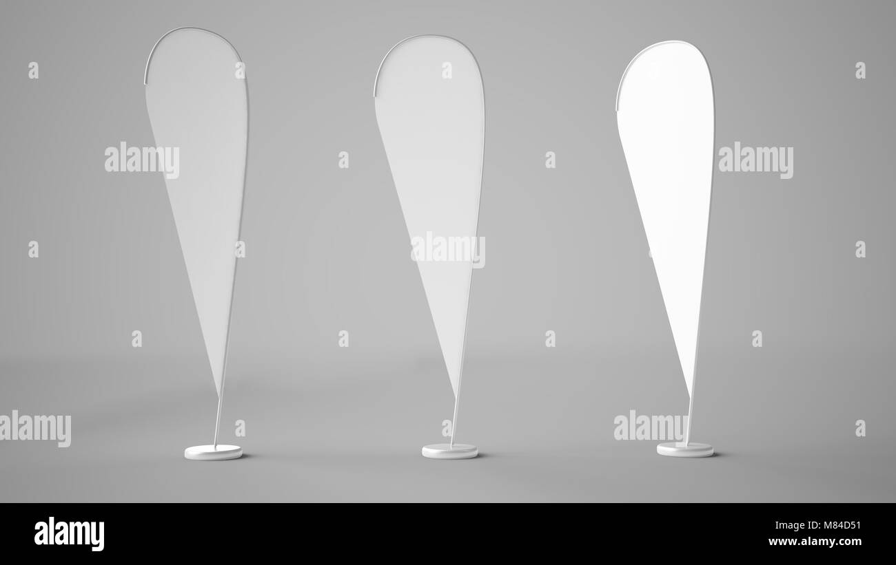 Trois drapeaux publicitaires de rendu 3D Banque D'Images