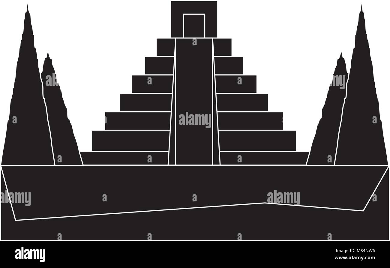 Pyramide mexicaine entouré par la nature icône sur fond blanc, vector illustration Illustration de Vecteur