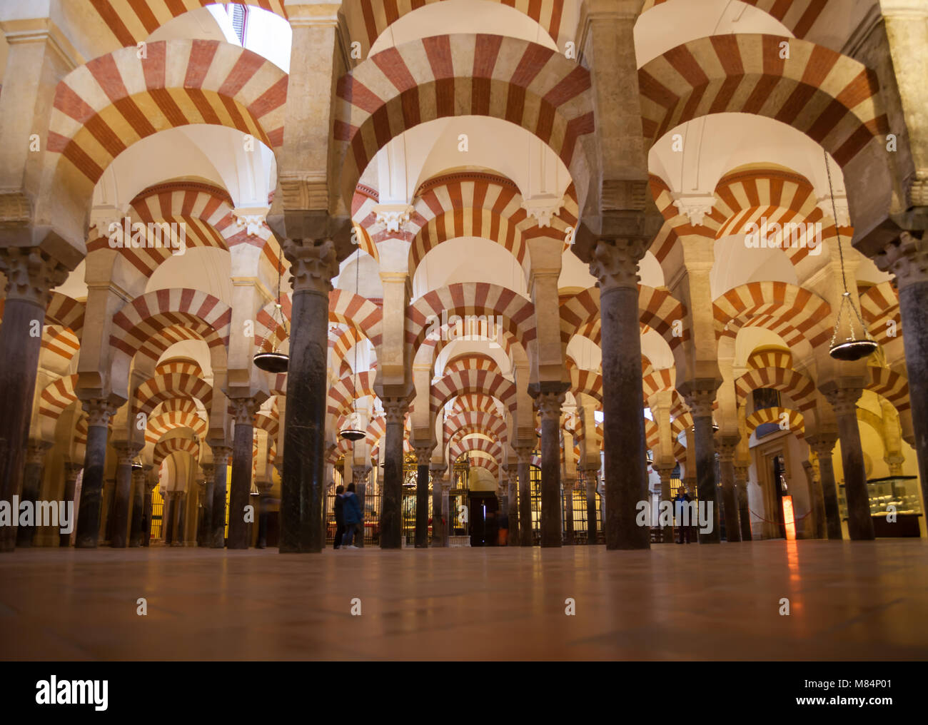 Intérieur de la cathédrale de Cordoue Espagne l'ancienne mosquée et ses nombreuses arcades et collumns Banque D'Images