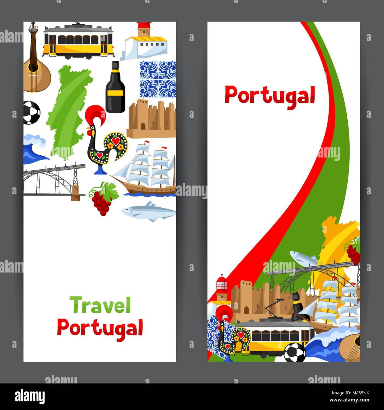 Le Portugal des bannières. National portugais symboles traditionnels et d'objets Illustration de Vecteur