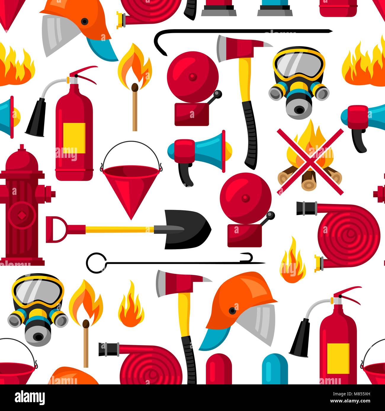 Modèle transparent avec des éléments de lutte contre les incendies. L'équipement de protection incendie Illustration de Vecteur