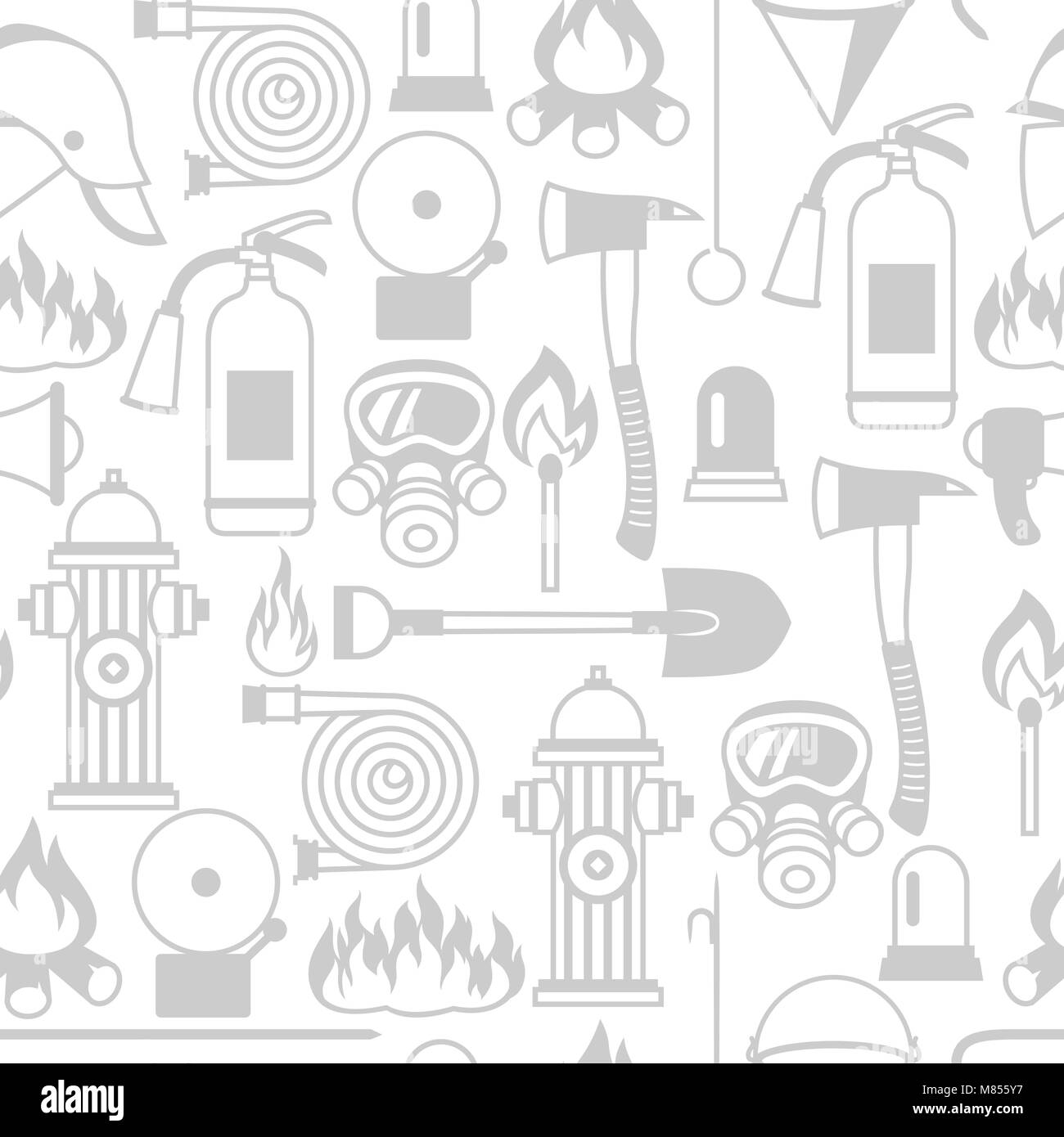 Modèle transparent avec des éléments de lutte contre les incendies. L'équipement de protection incendie Illustration de Vecteur