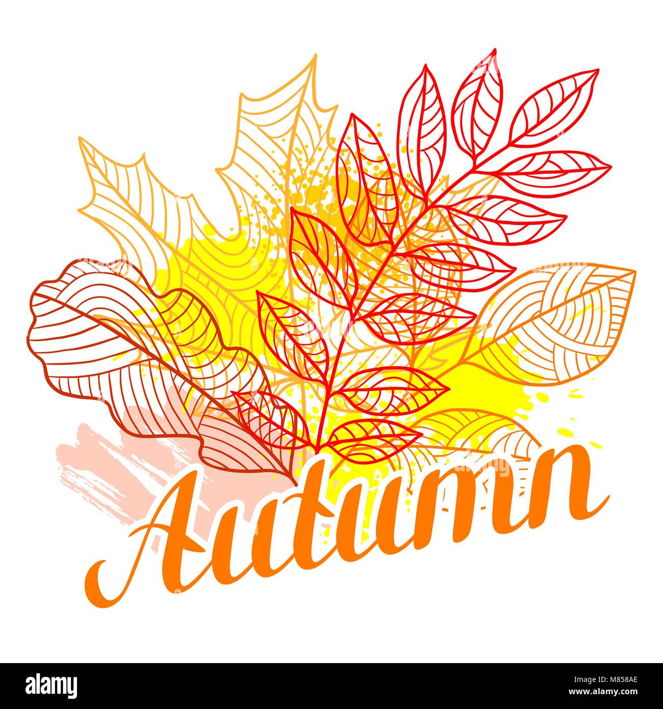 Fond floral stylisé avec feuillage de l'automne. Les feuilles qui tombent Illustration de Vecteur