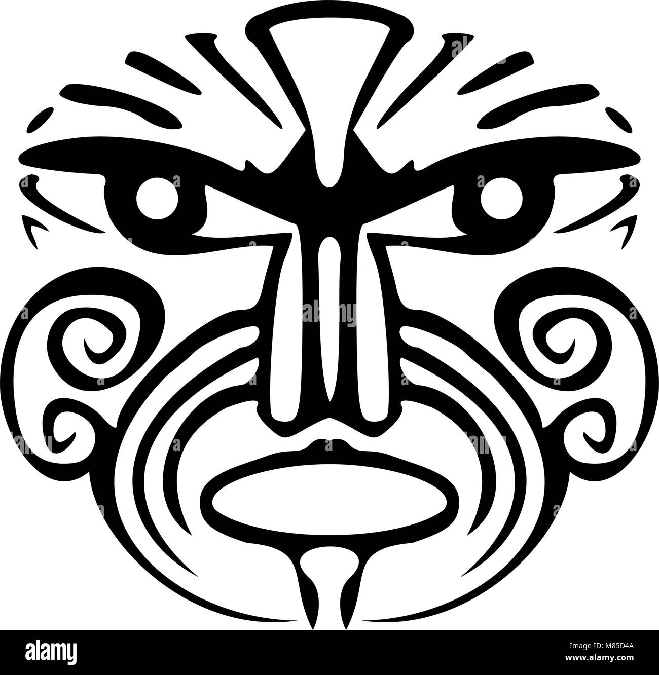 Un tatouage tribal maori noir face Illustration de Vecteur