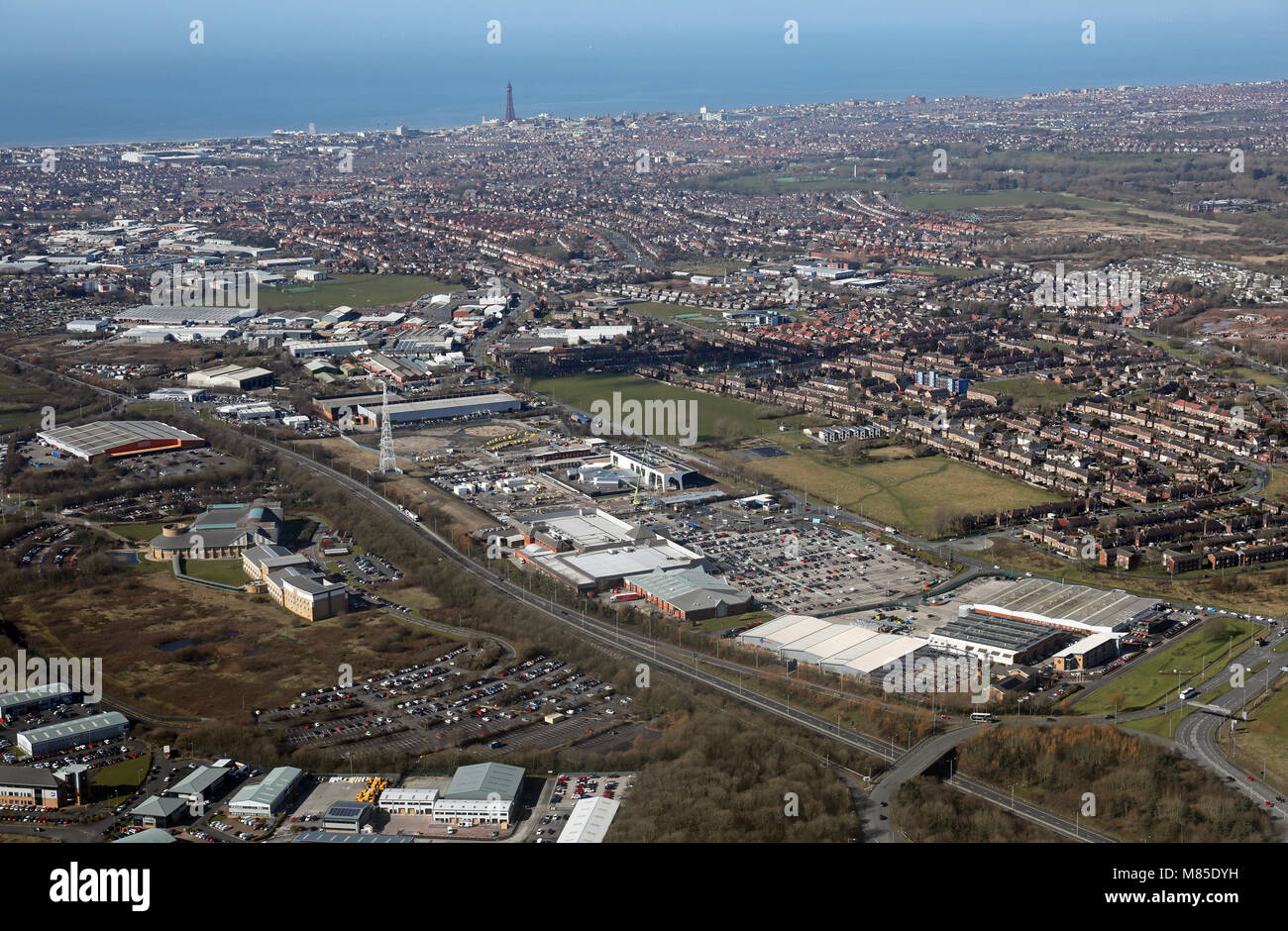 Vue aérienne de l'évolution de la situation dans le sud-est de Blackpool Banque D'Images