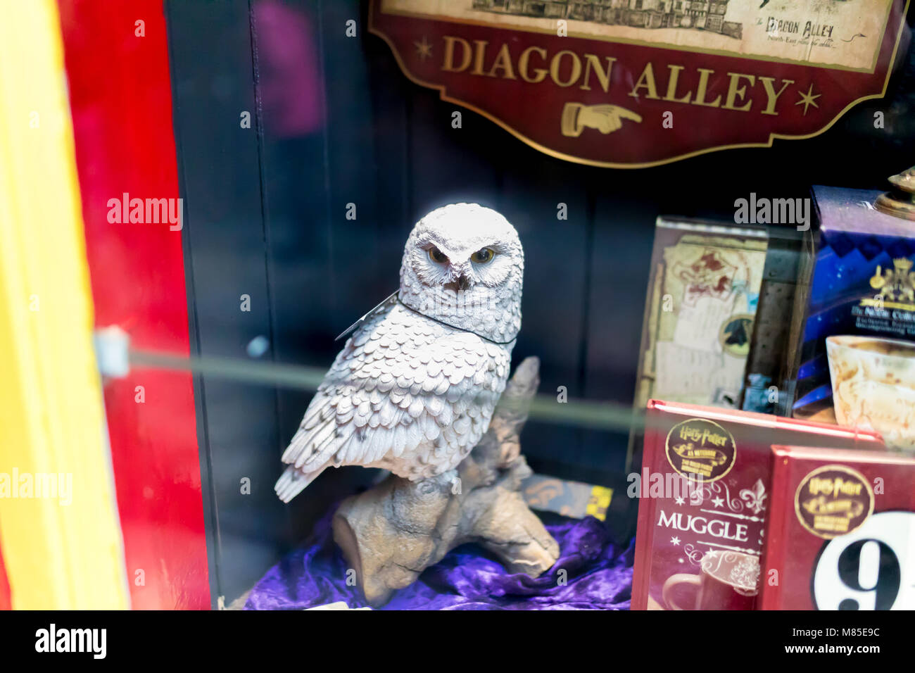 Les ruines de New York, 16 février 2018. J K Rowlings Harry Potter y compris de marchandises la chouette Hedwige et livres dans la boutique qui ne doit pas être nommée dans Banque D'Images