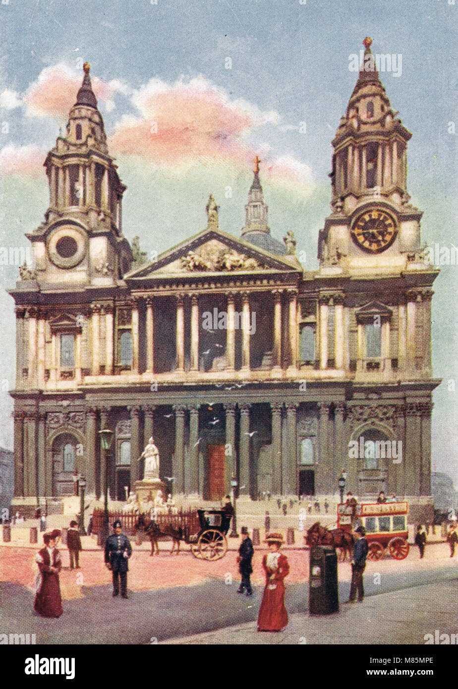 La Cathédrale St Paul, à Londres, en Angleterre, vers 1905 Banque D'Images