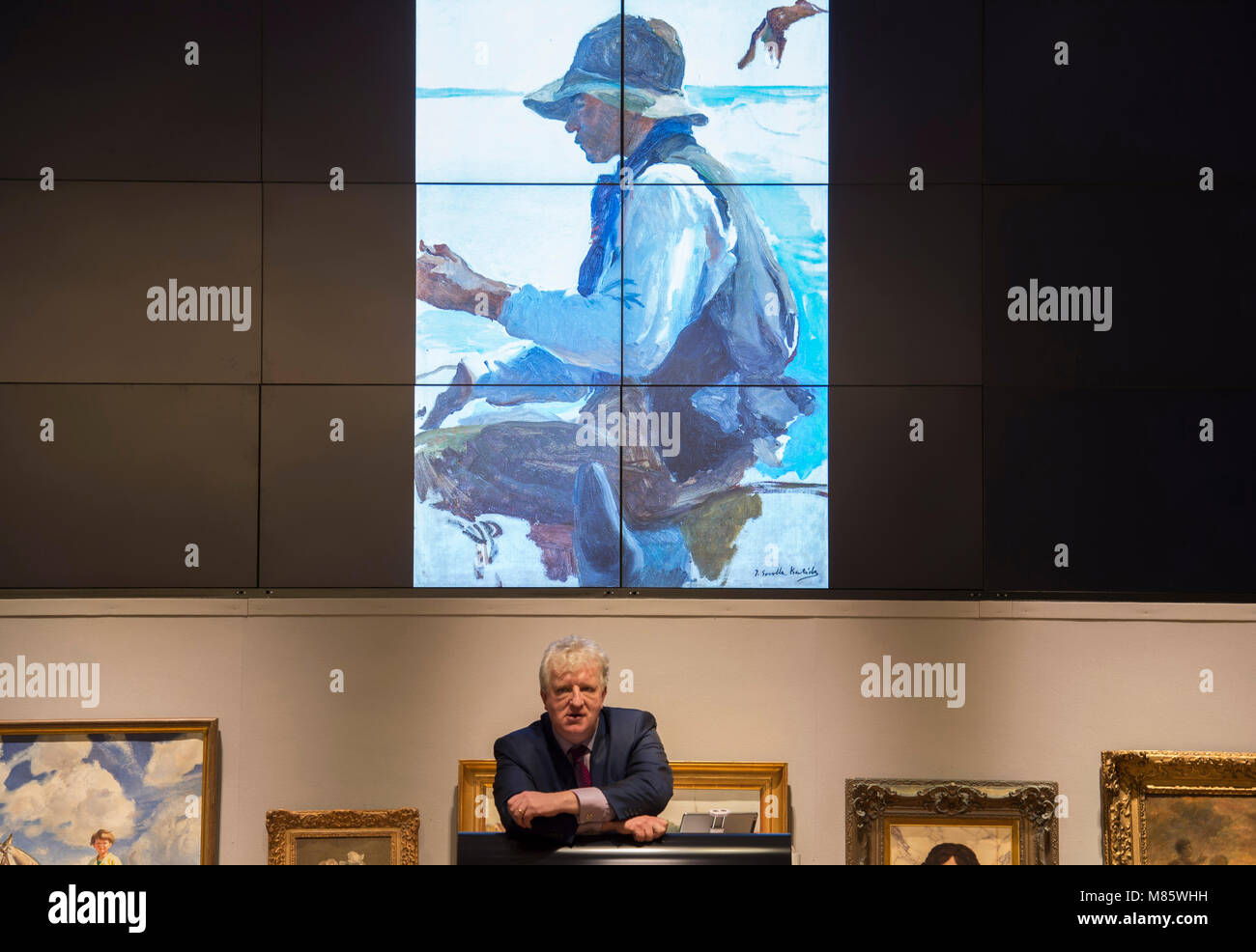 Bonhams, New Bond Street, London, UK. 14 mars 2018. Joaquin Sorolla y Bastida pour l'étude de La vuelta de la pesca, la vente dans le 19ème siècle, européenne et britannique victorienne art impressionniste à la vente Bonhams. Credit : Malcolm Park/Alamy Live News. Banque D'Images