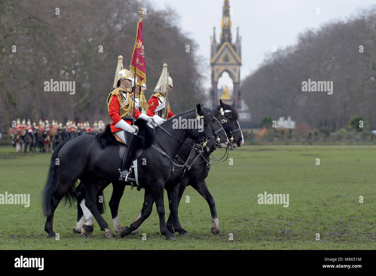 Londres, Royaume-Uni. Mar 15, 2018. Le Major général en matière d'inspection de la Household Cavalry régiment monté dans Hyde Park Londres le premier événement de la Household Cavalry's fonctions cérémonielles pour 2018 Crédit : MARTIN DALTON/Alamy Live News Banque D'Images