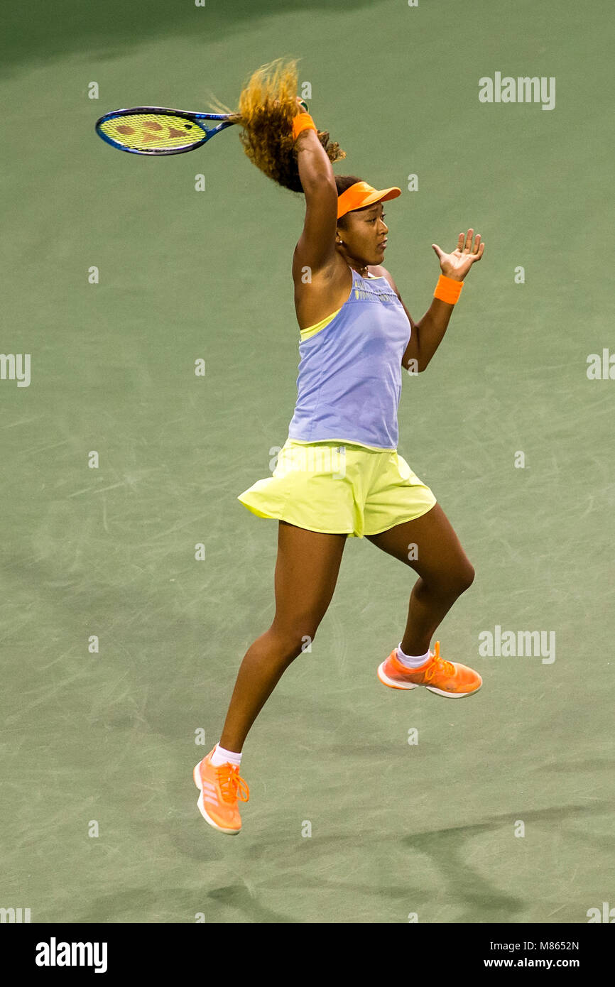Indian Wells, en Californie, USA. 14Th Mar, 2018. Naomi Osaka (JPN) défait Karolina Pliskova (CZE) 6-2, 6-3 dans les puits Jardin Tennis à Indian Wells, en Californie. Tdamr/TennisClix © Lam/CSM/Alamy Live News Banque D'Images