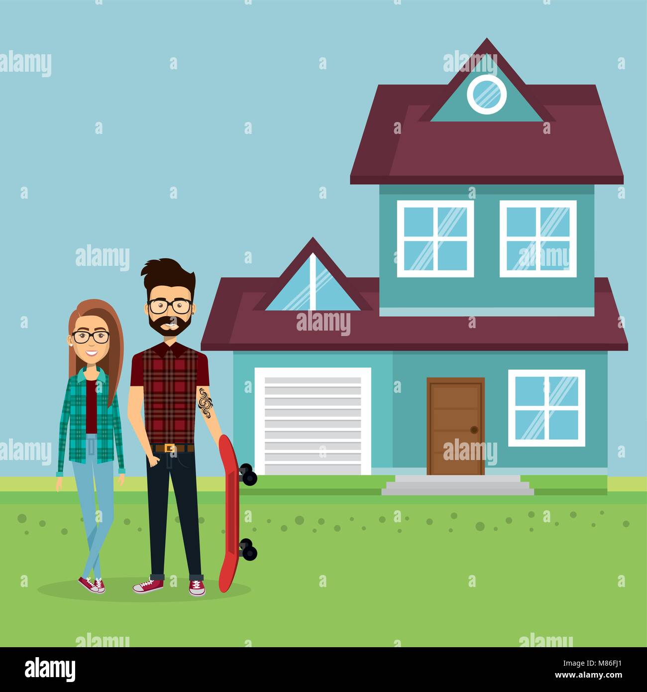 Couple d'amoureux loin de chez vector illustration design Illustration de Vecteur