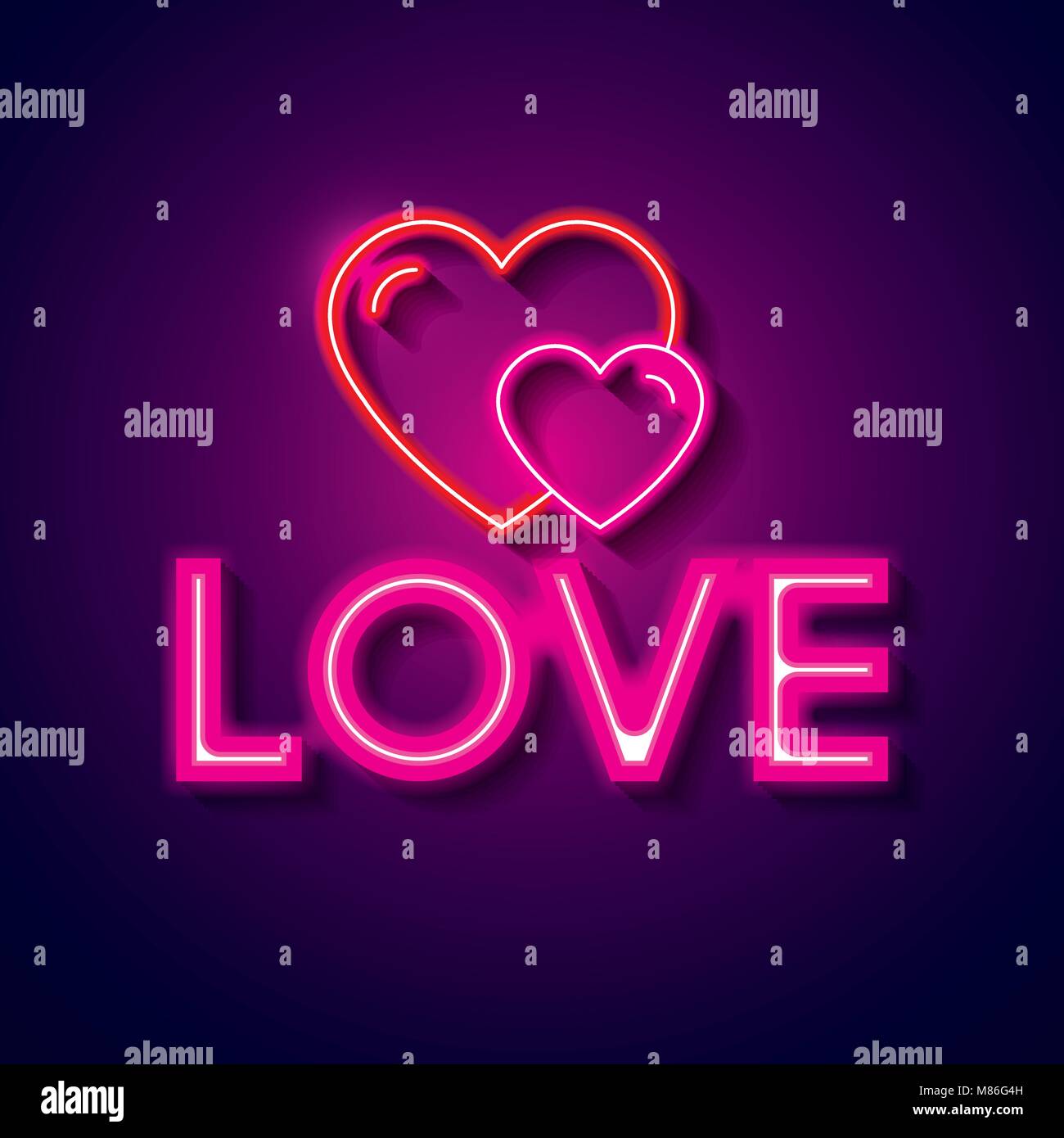 L'amour poster avec néons vector illustration design Illustration de Vecteur