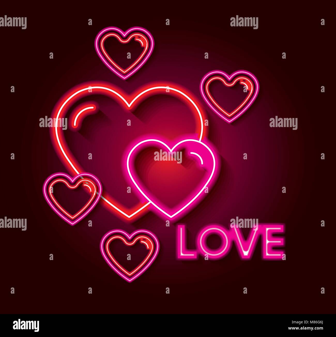 L'amour poster avec néons vector illustration design Illustration de Vecteur