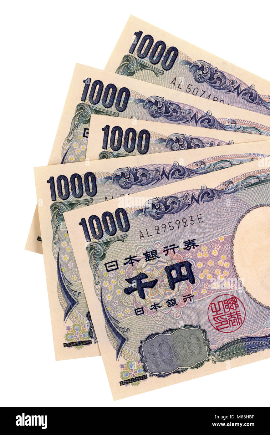 1000 Yen japonais service projets isolé sur un fond blanc. Banque D'Images