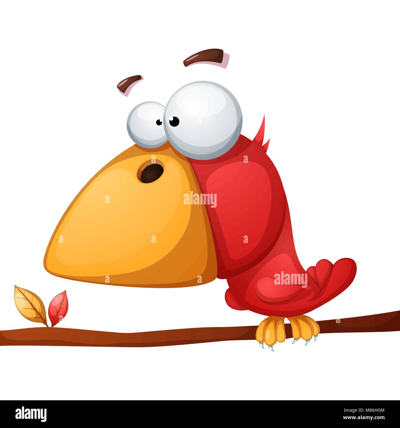 Cute, funny, crazy bird illustration. Illustration de Vecteur