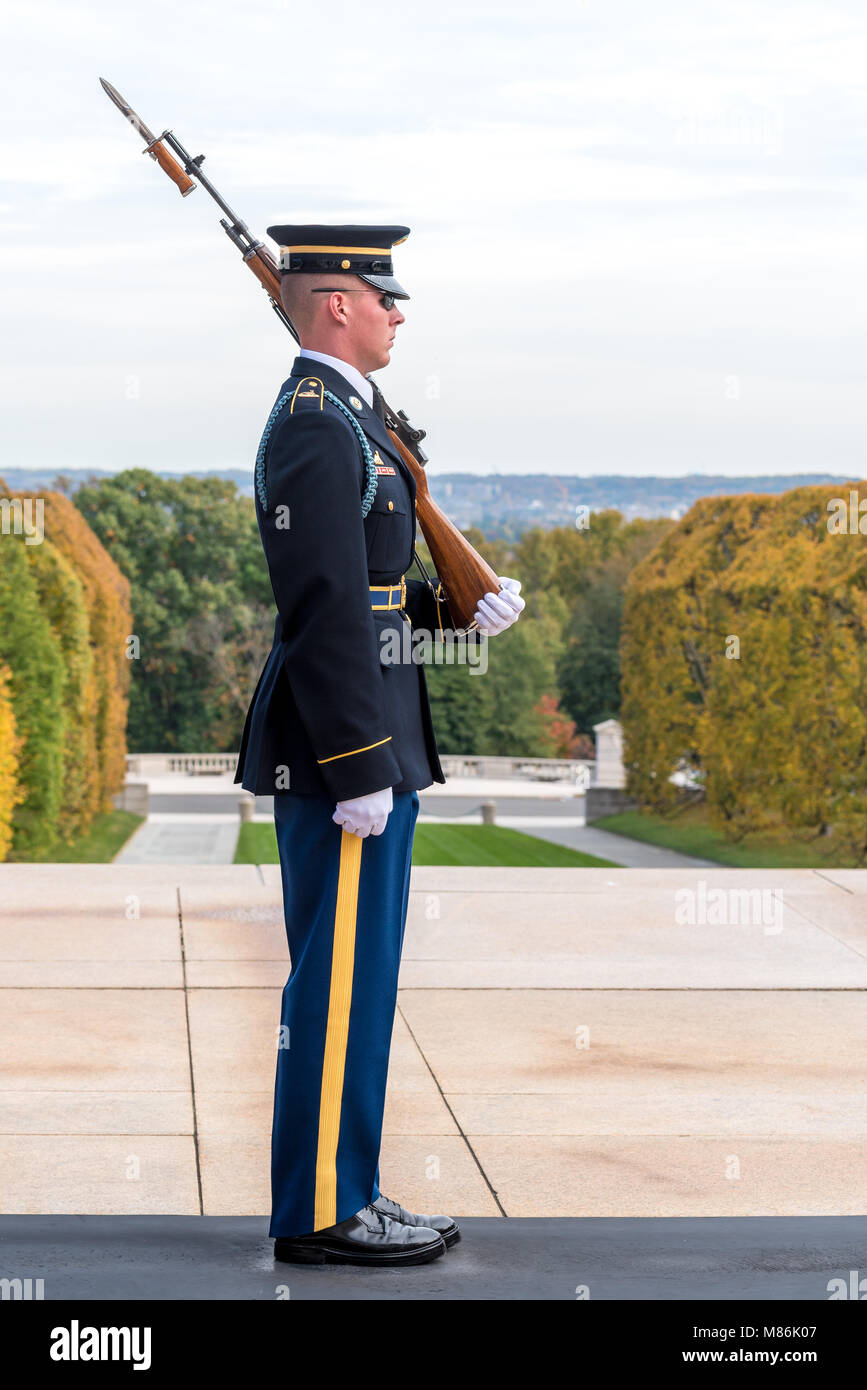 Garde côtière canadienne, le Tombeau des soldats inconnus, le Cimetière National d'Arlington, Arlington, VA, USA Banque D'Images