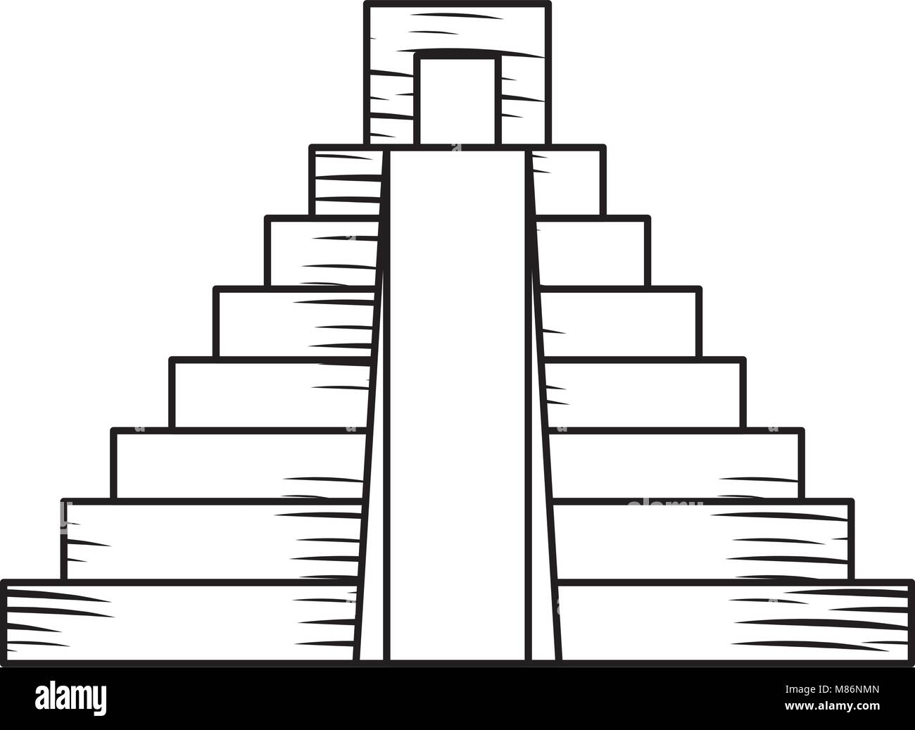 Croquis de la pyramide mexicaine icône sur fond blanc, vector illustration Illustration de Vecteur