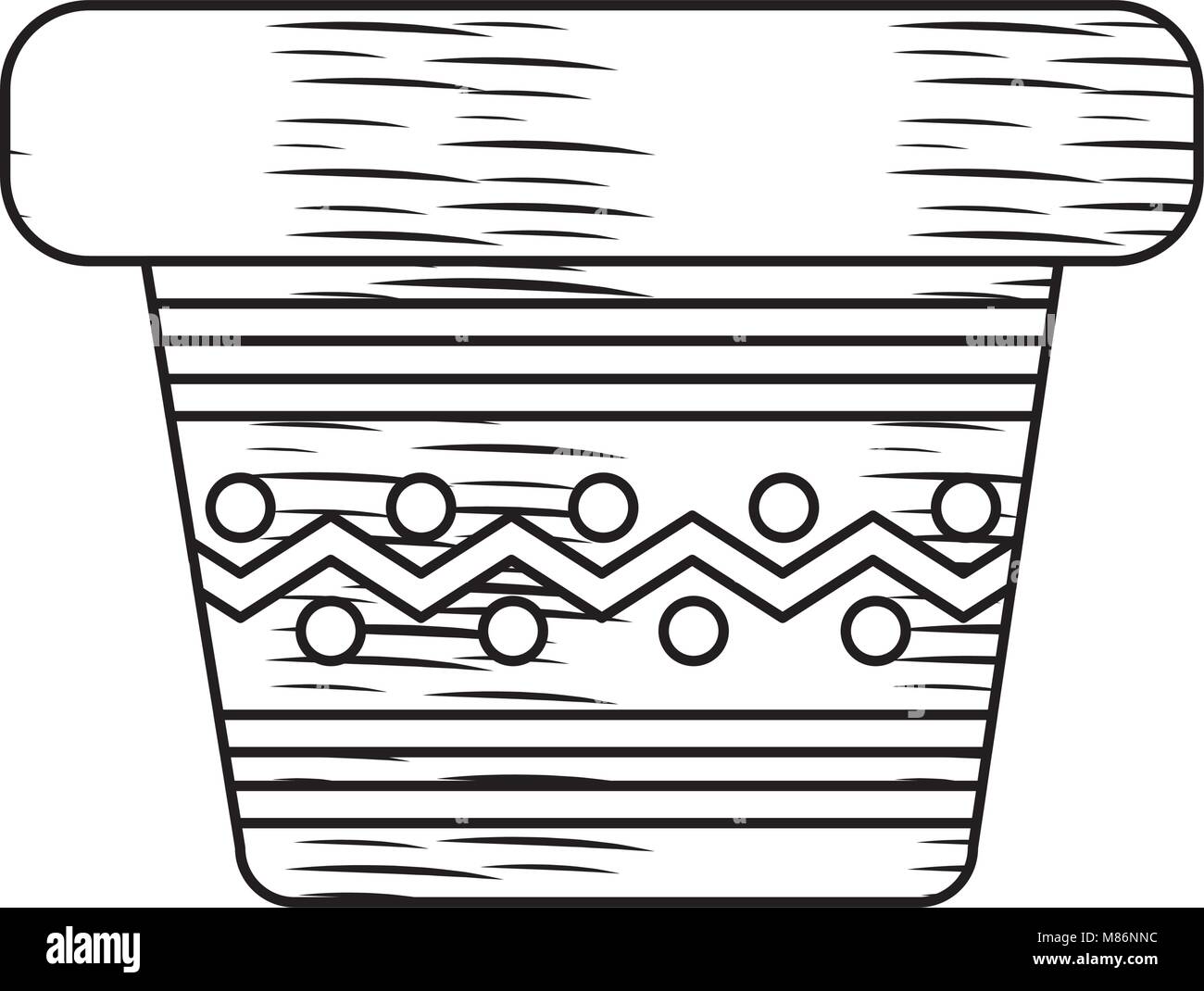 Croquis de l'icône vide pot de fleurs sur fond blanc, vector