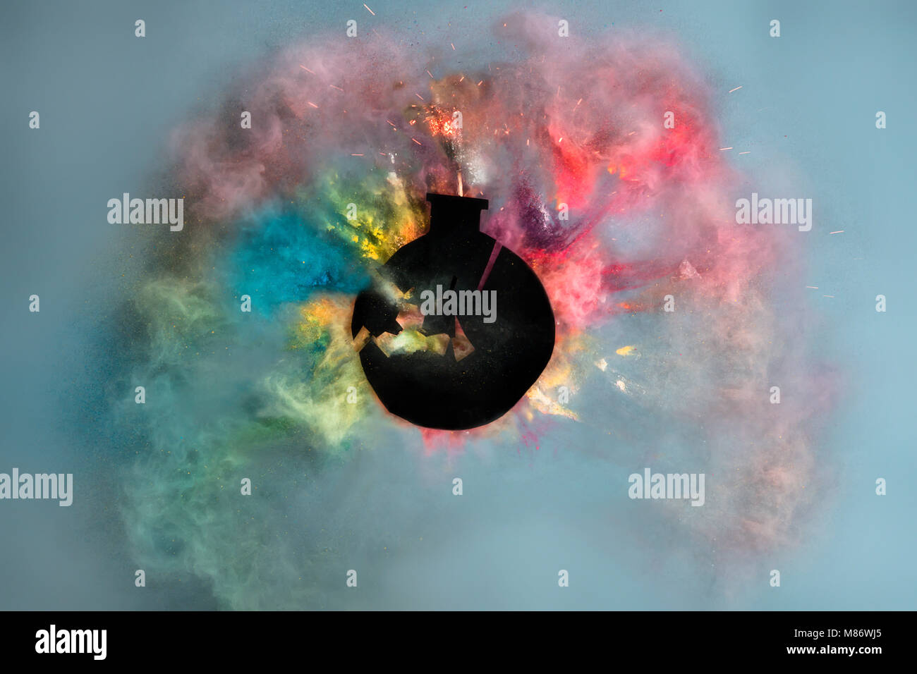 Explosion de bombe couleur conceptuel Banque D'Images