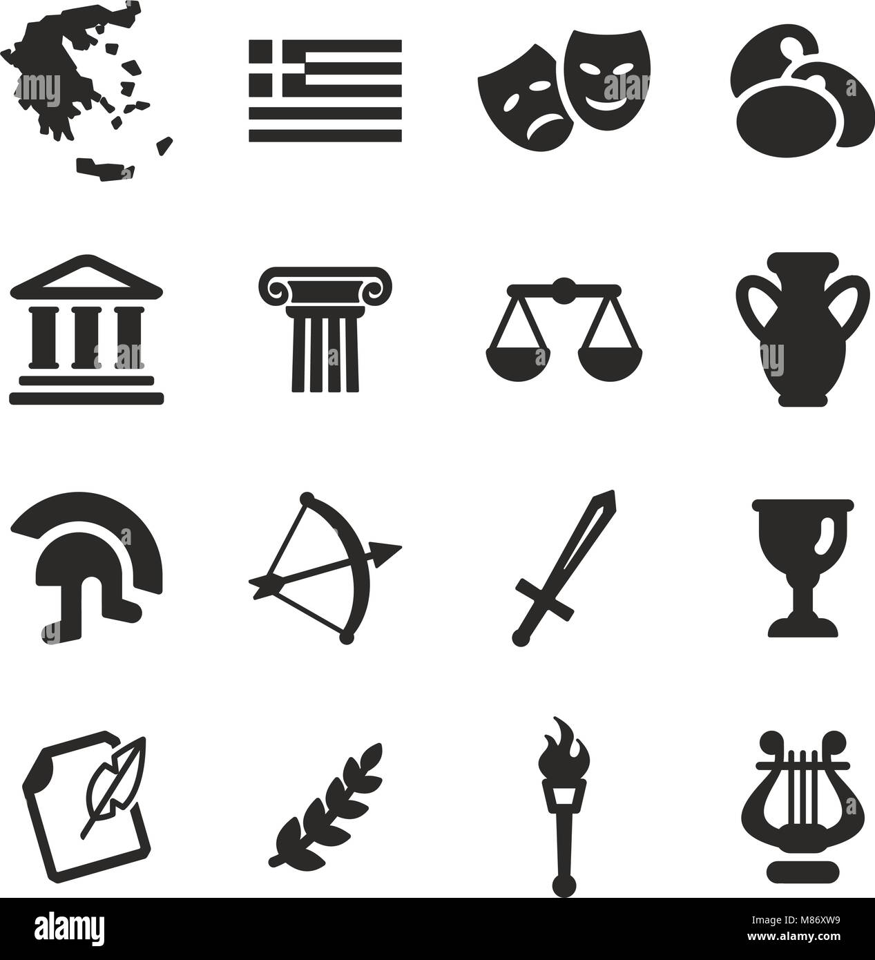 Les icônes de la Grèce Illustration de Vecteur