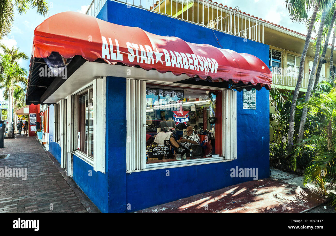 Toutes les étoiles de barbier, Calle Ocho, Miami, Floride, USA. Banque D'Images