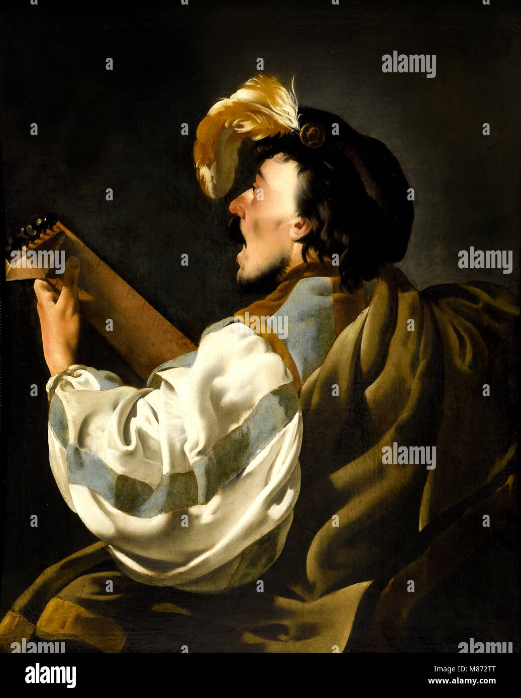 Un homme chantant et jouant un luth 1624 Hendrick ter Brugghen 1588 - 1629 Le Néerlandais Pays-Bas Banque D'Images