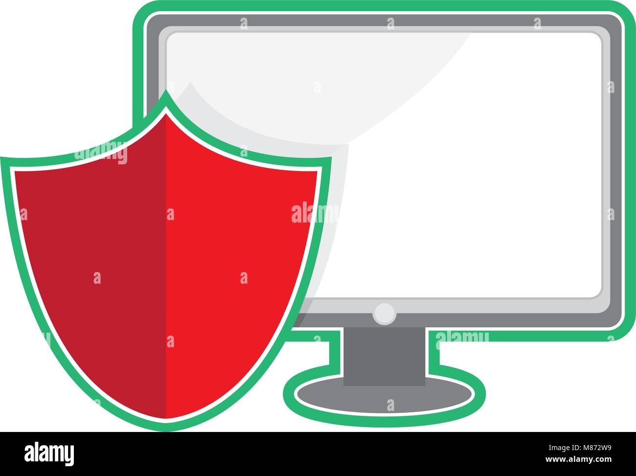 Un vecteur caricature représentant un moniteur et un bouclier, cyber security concept Illustration de Vecteur