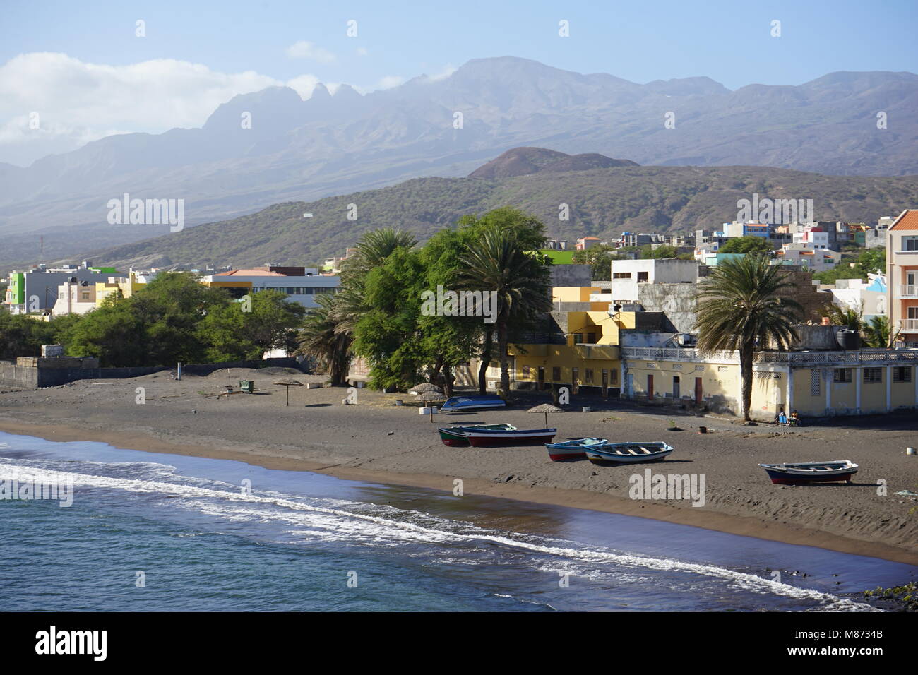 Plage de sable fin de Porto Novo, l'île de Santo Antao, Cap Vert Banque D'Images