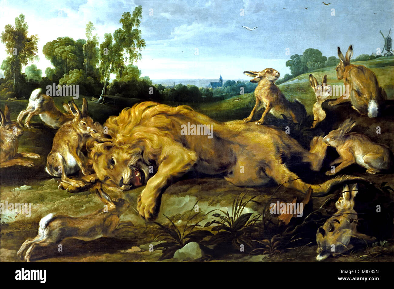 Le lion mort - Le Lion devenu vieux, Frans SNYDERS (Anvers, 1579 - Anvers, 1657) Jan WILDENS (Anvers, 1584 - Anvers, 1653), Belgique, Belge, flamande Banque D'Images