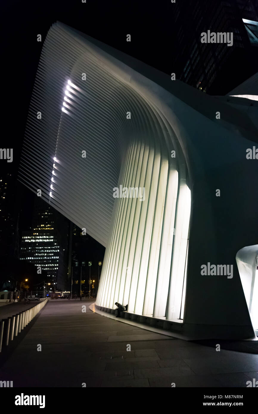 La gare d'oculus de nuit Banque D'Images