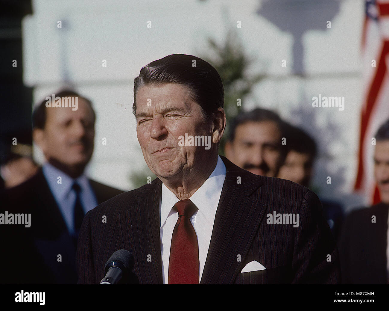 Washington, DC., USA, décembre 1982, le président Ronald Reagan Portrait. Credit : Mark Reinstein/MediaPunch Banque D'Images