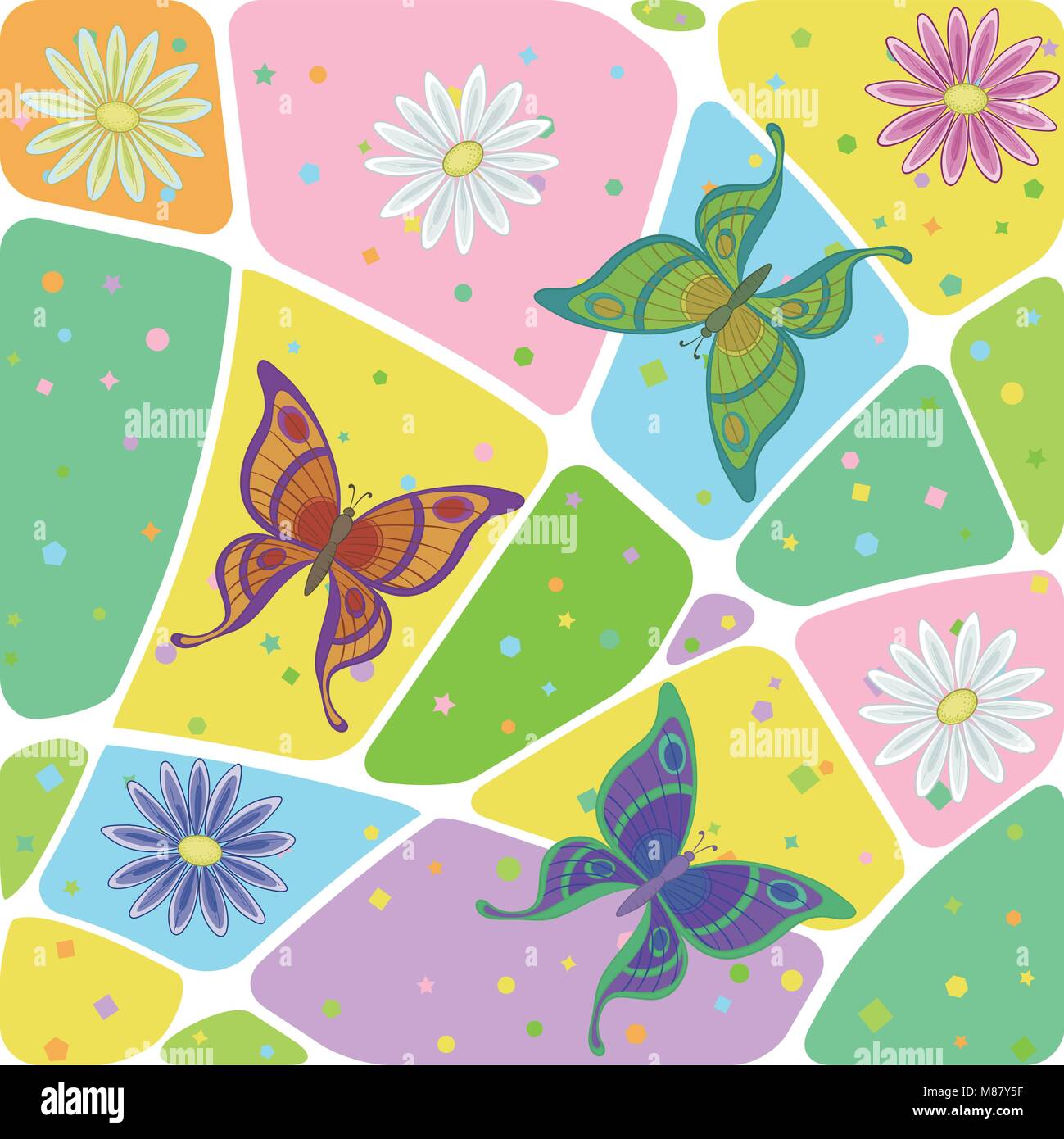 Fleurs et papillons, transparente Illustration de Vecteur