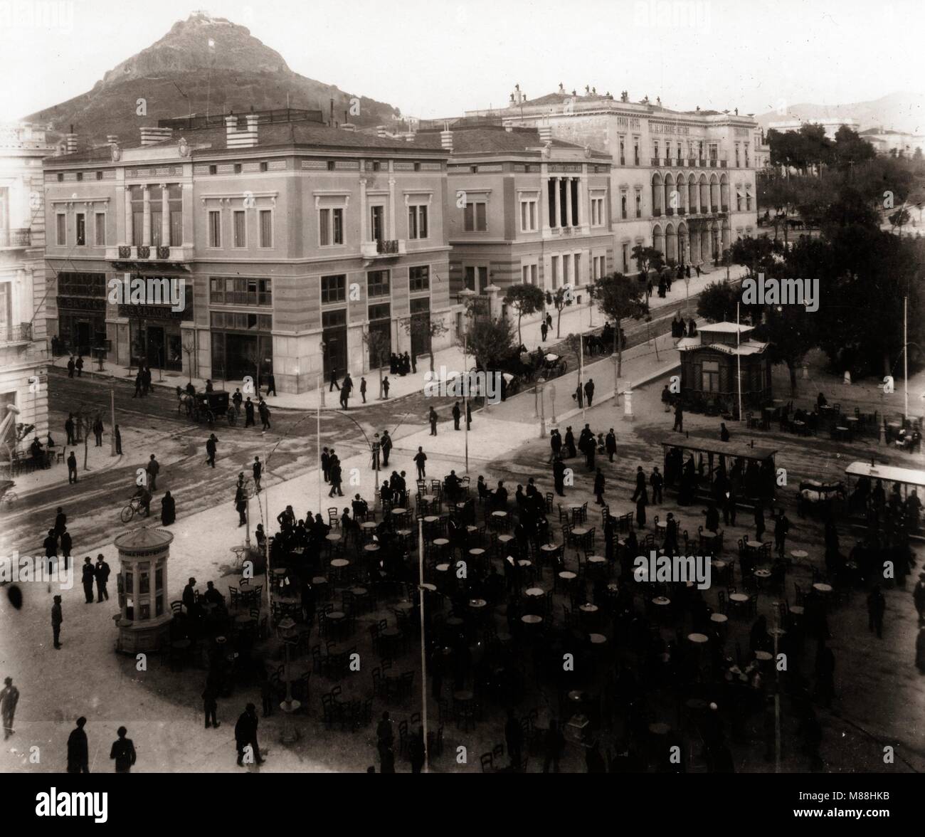 Vue depuis l'hôtel d'Angleterre, Athènes, 1896 Banque D'Images