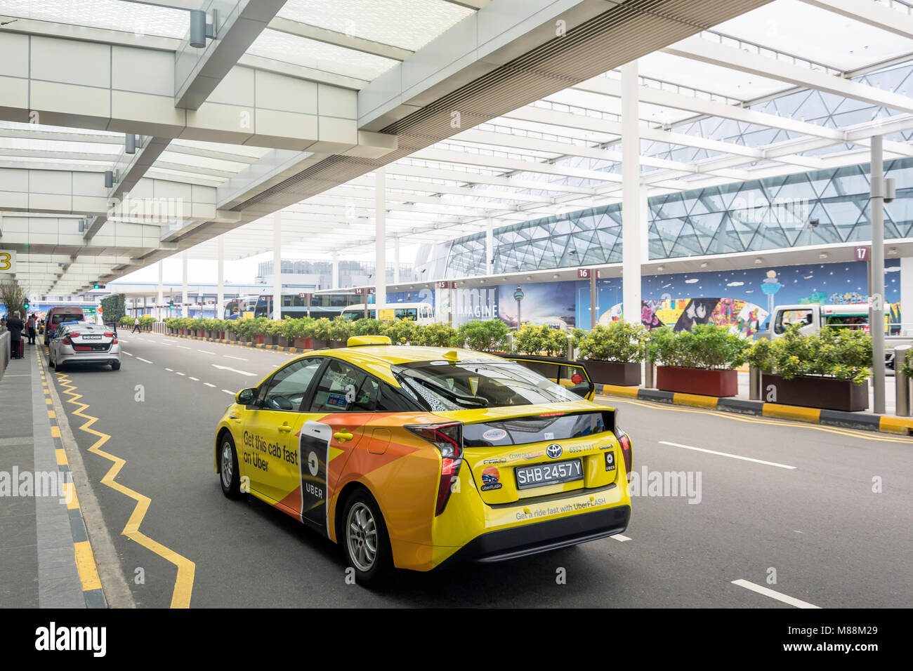 Niveau des départs du Terminal 2, l'aéroport Changi de Singapour Changi, Singapour, Singapour, l'île Banque D'Images