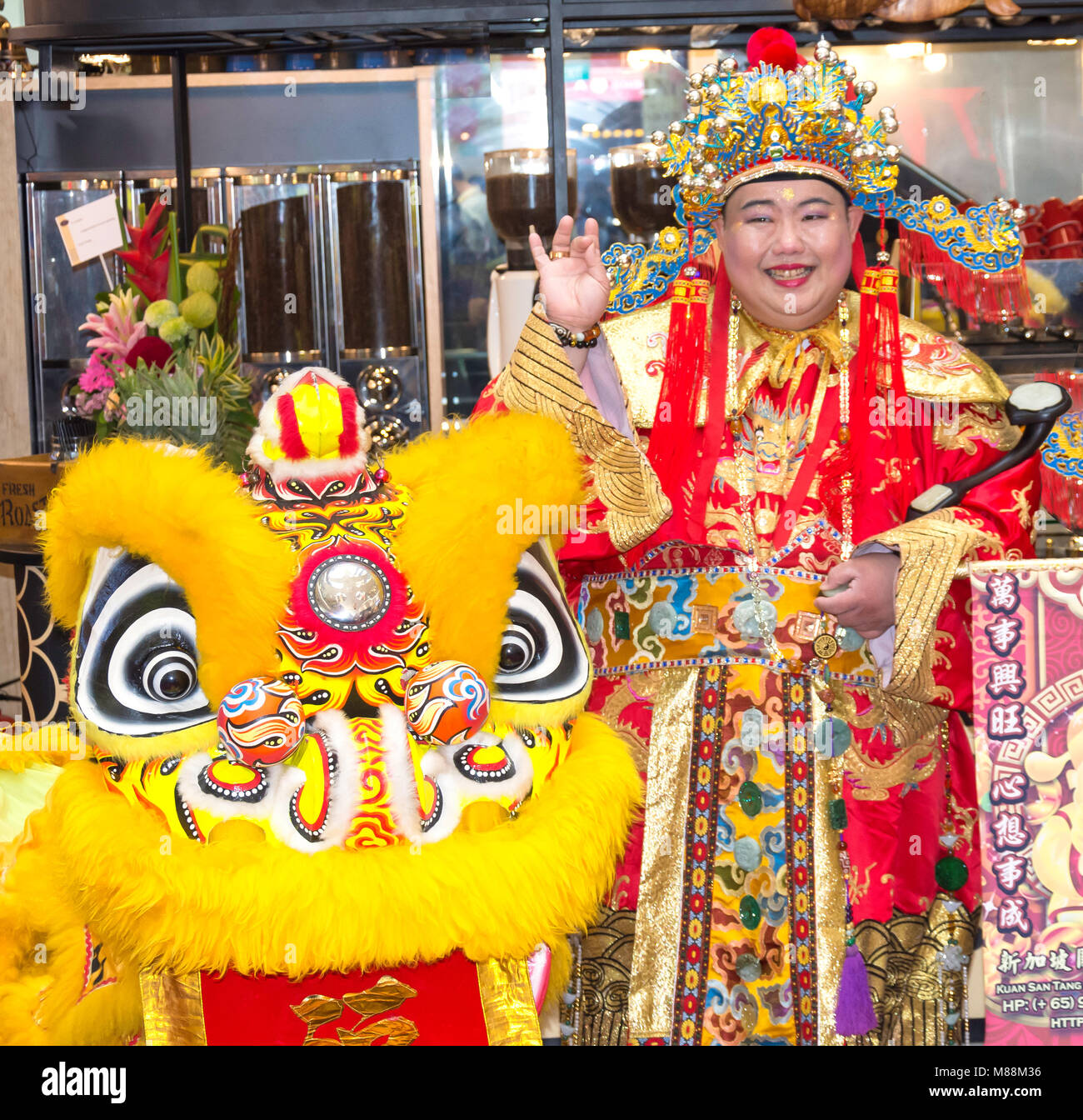 Les célébrations du Nouvel An chinois, Raffles Place, centre-ville, Secteur Central, l'île de Pulau Ujong (Singapour), Singapour Banque D'Images