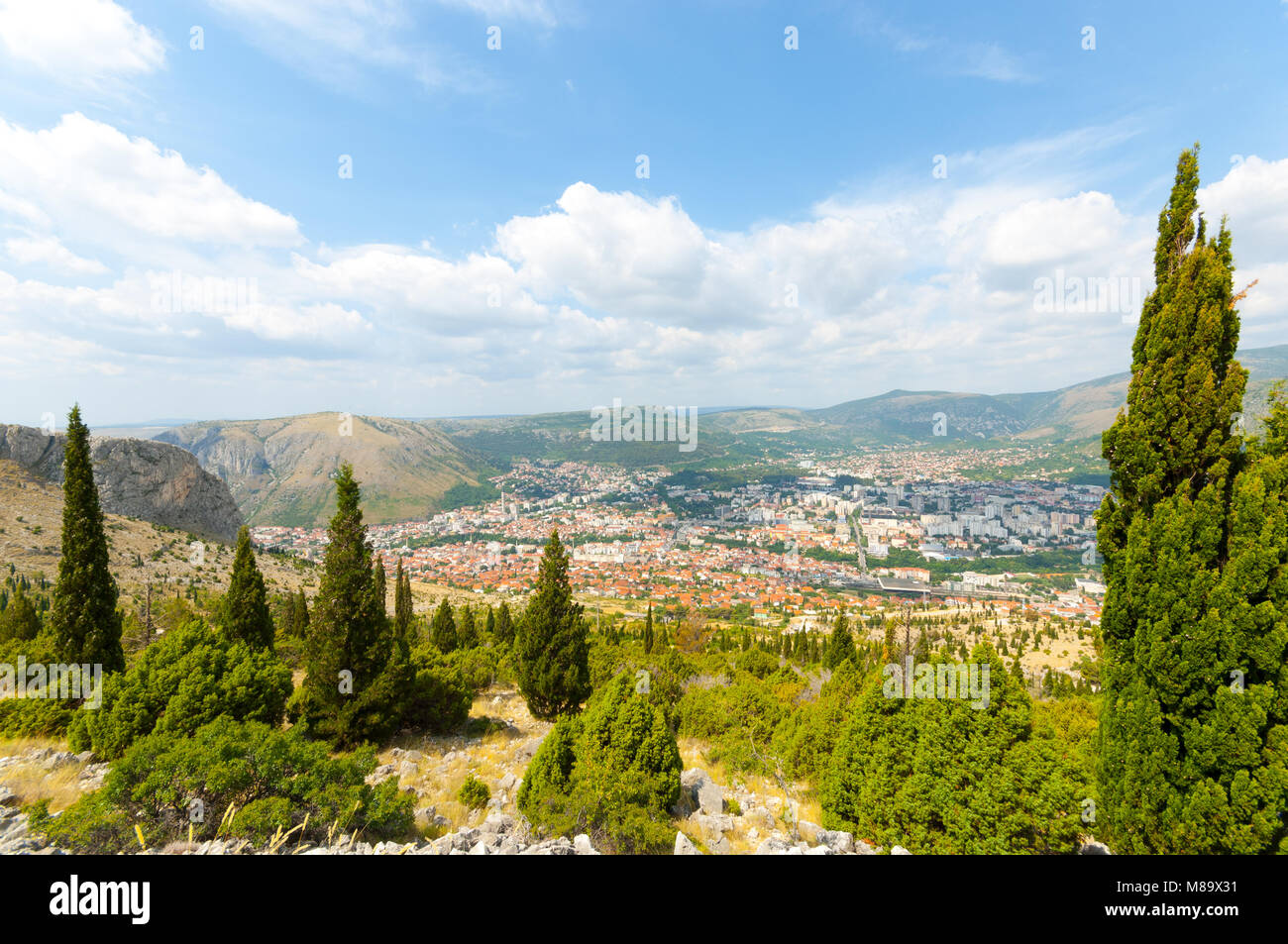 Panorama Mostar, Bosnie-Herzégovine Banque D'Images