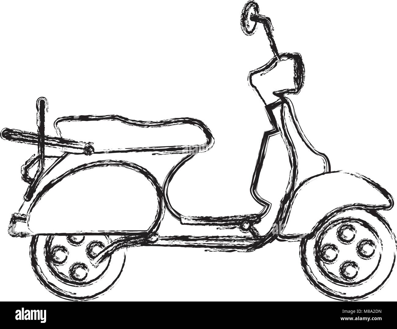 Grunge moto transport voyages avec miroir et roues Illustration de Vecteur