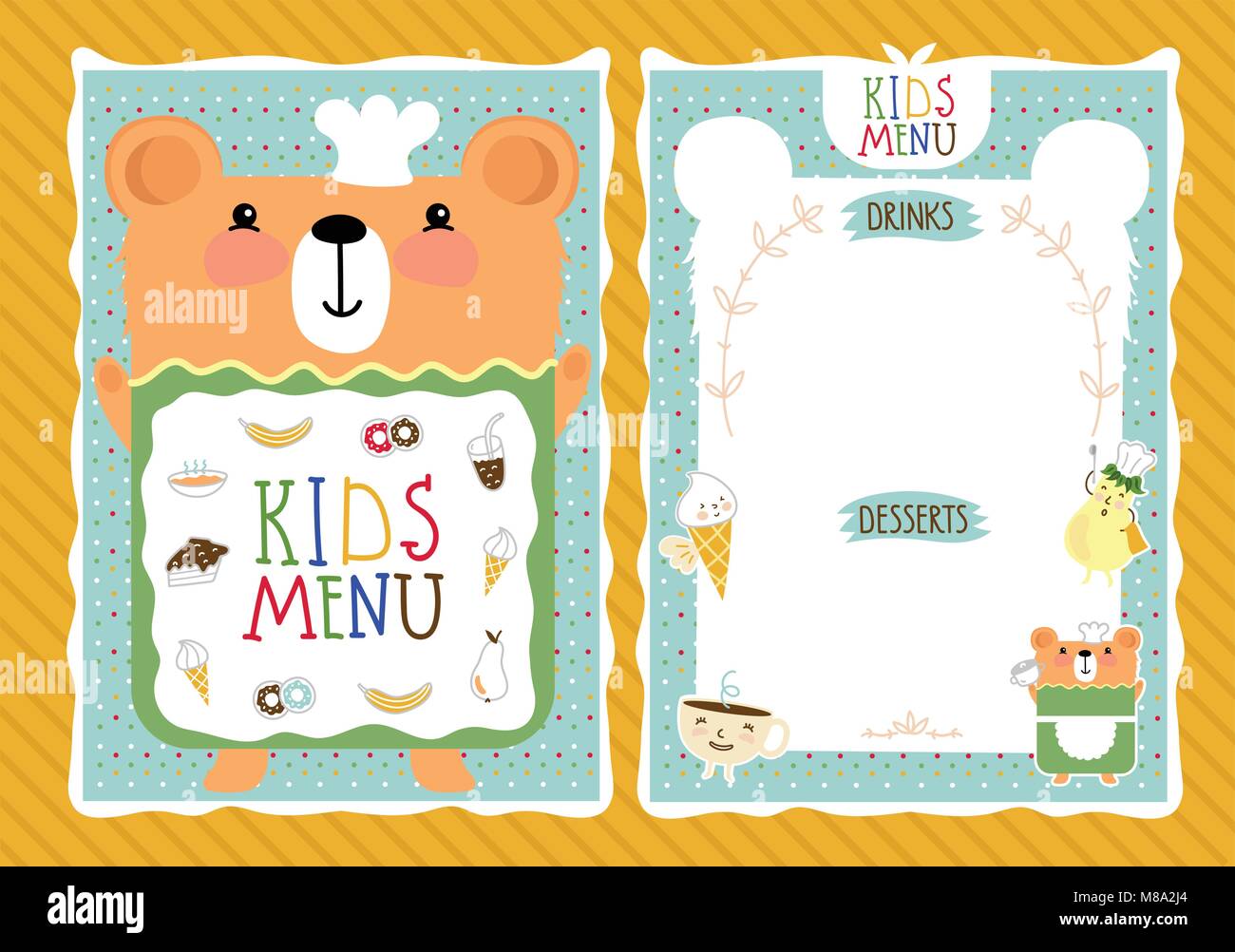 Menu de repas enfants coloré modèle vectoriel Illustration de Vecteur