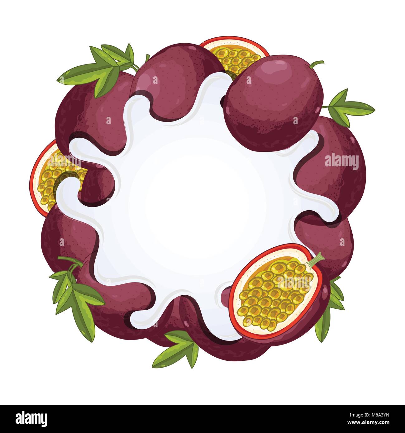 Splash yaourt aux fruits de la passion isolé, vector Illustration de Vecteur