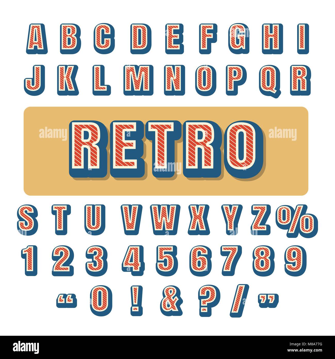 Retro typographie alphabet. Lettres majuscules et de chiffres. vector illustration. Illustration de Vecteur
