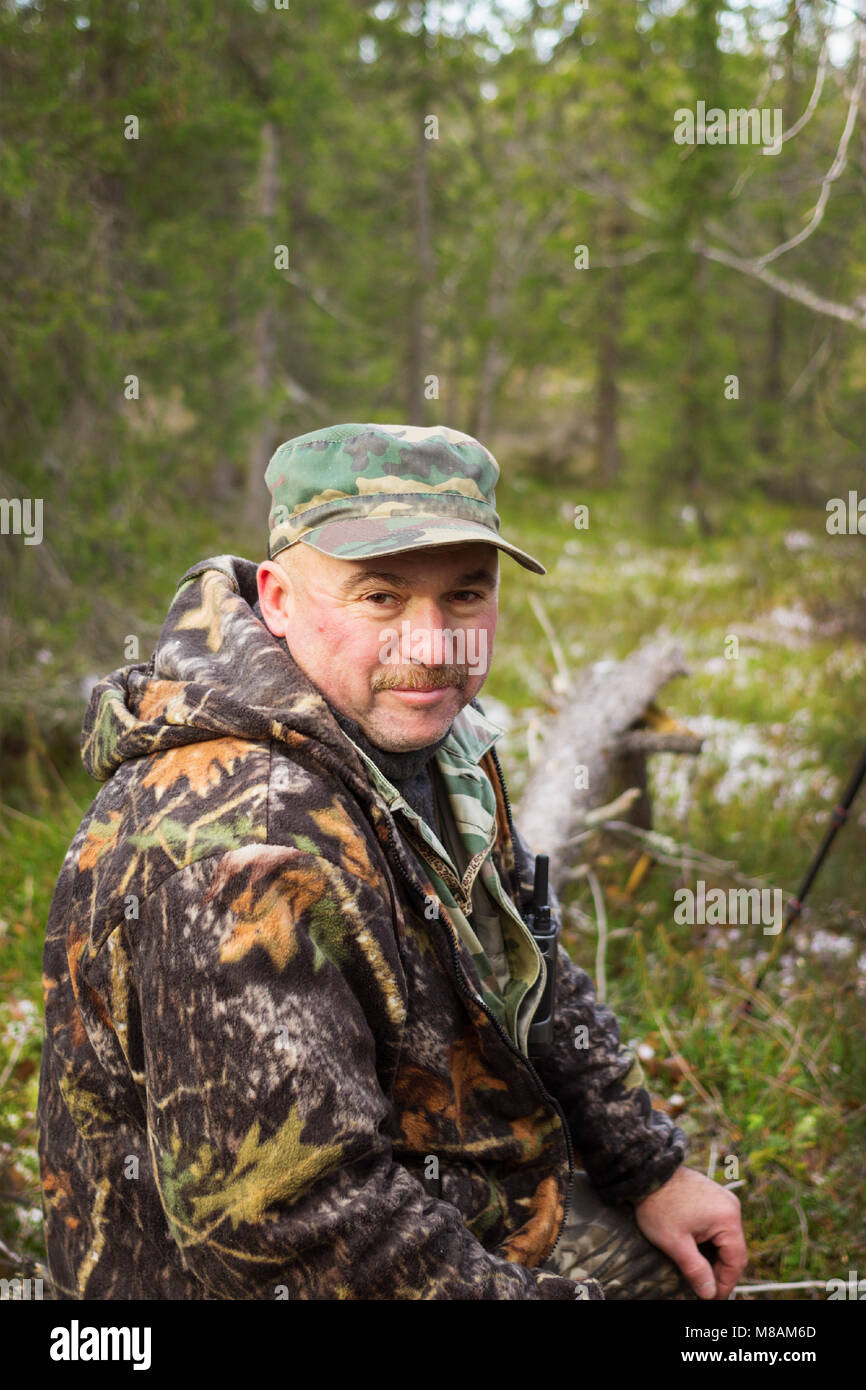 Chasseur dans les lieux de chasse, octobre, Russie Banque D'Images
