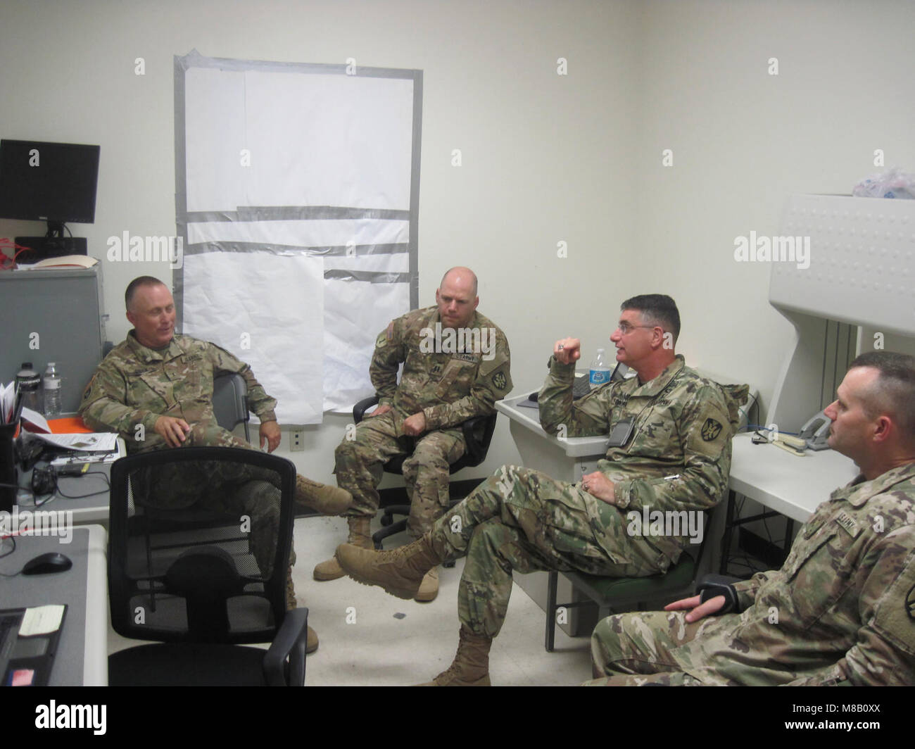 Des dirigeants de la 1ère Commande de soutien (théâtre), la 316e commande soutien expéditionnaire () et le maintien en puissance (135e commande expéditionnaire) se sont réunis pour un exercice de préparation de mission (MRX) à Fort Hood, au Texas, le 17 juillet, 2017 à 28. Banque D'Images